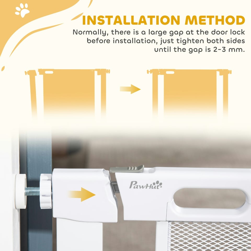 image 1 of PawHut Pressure Fit Safety Gate for Stairs w/ Auto Close 75-82 cm - White