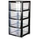 image 1 of Black 4 Tier Home Office School Clear Plastic Storage Unit Perfect For Bedside Organisation Black