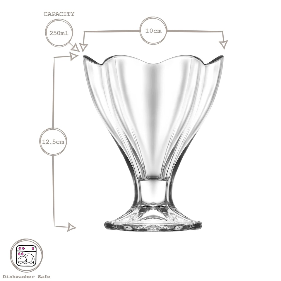 image 1 of LAV Lily Glass Ice Cream Bowls - 250ml - Pack of 6 | Clear | Clear