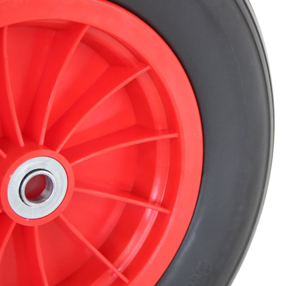 image 1 of 14" 3.50-8 Plastic Rim Wheelbarrow Replacement Puncture Proof PU Tyre Wheel