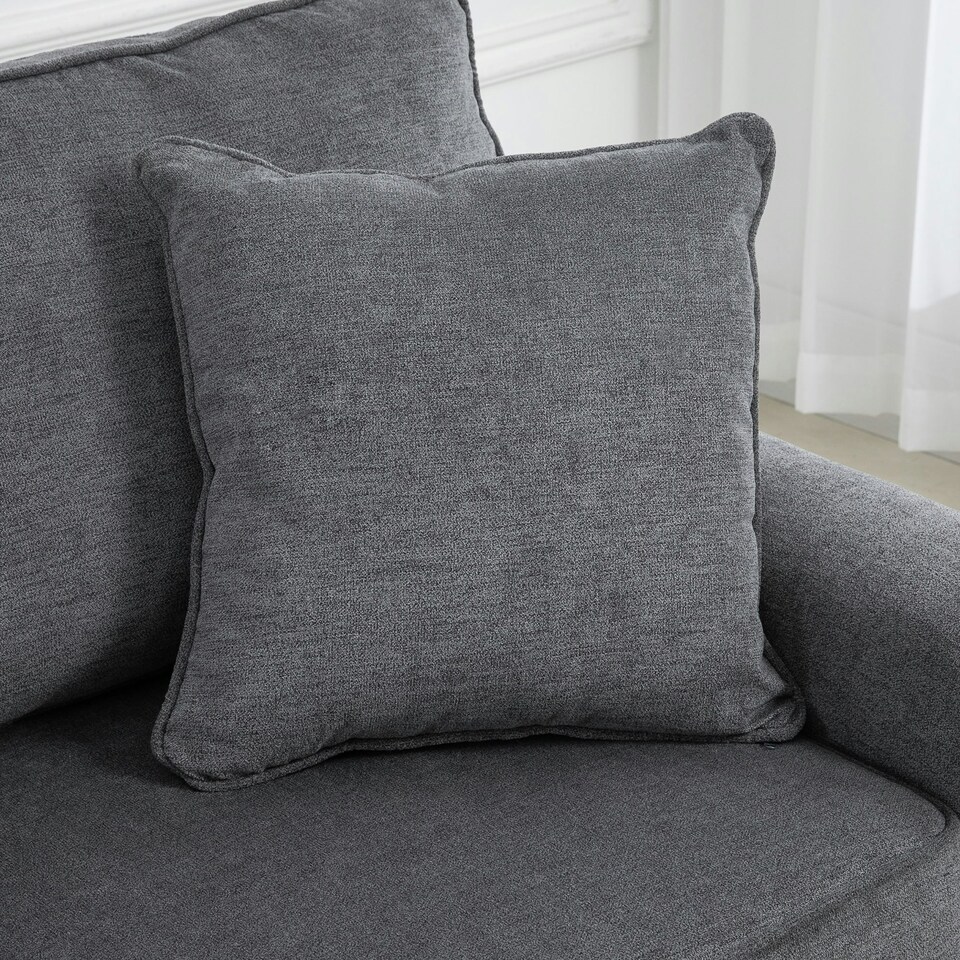 image 1 of HOMCOM Fabric Sofa 3 Seater Sofa for Living Room w/ Throw Pillow Grey
