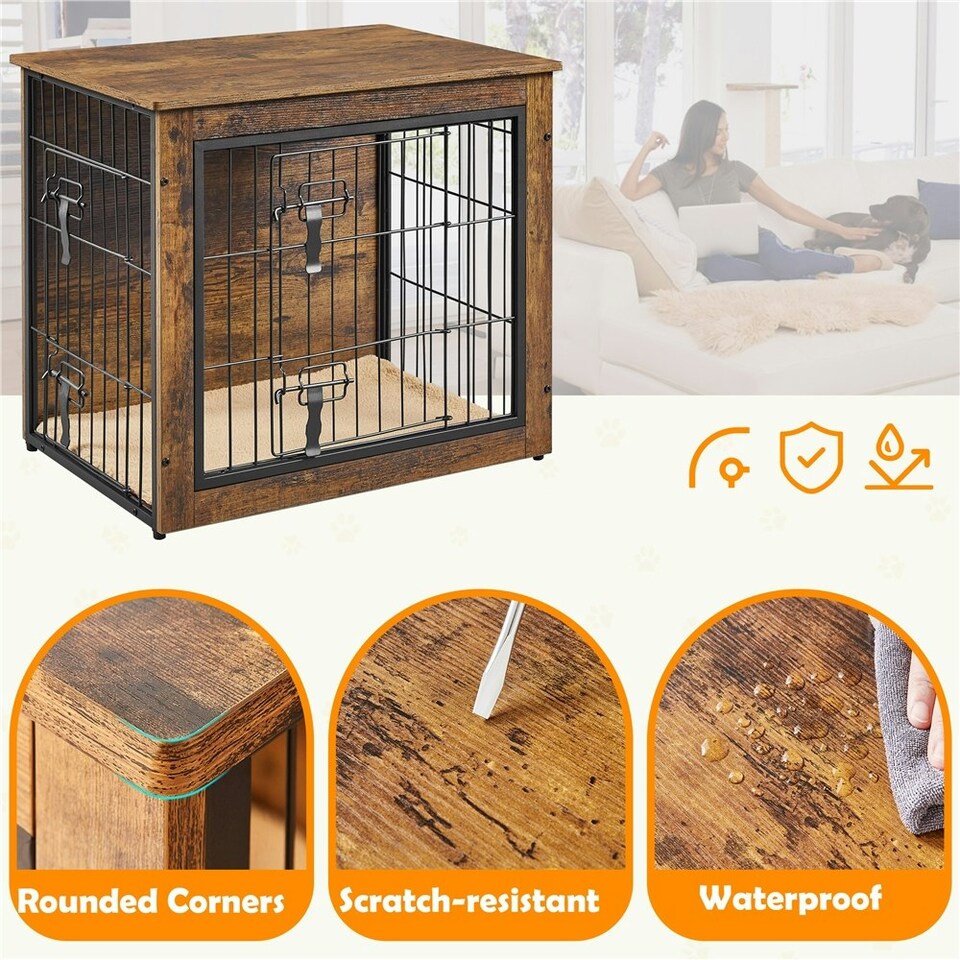 image 1 of Yaheetech 69 cm Dog Crate Furniture Brown | Rustic Brown
