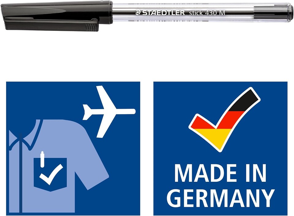 image 1 of STAEDTLER 430M Stick Ballpoint Pens 0.5mm Medium Pack of 10