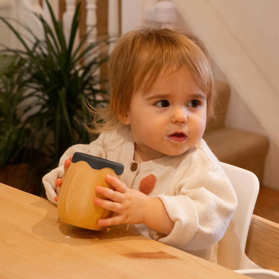 image 1 of Tiny Dining Bamboo Baby Trainer Cup - 130ml - Navy Blue Blue