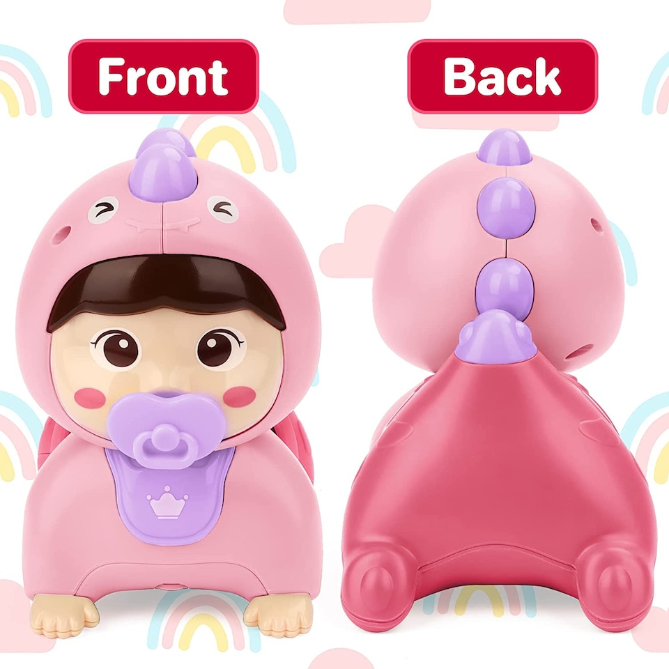 image 1 of Interactive Crawling Baby Doll Toy with Music & Lights (Pink) Sensory Learning Toy for Toddlers Educational & Fun
