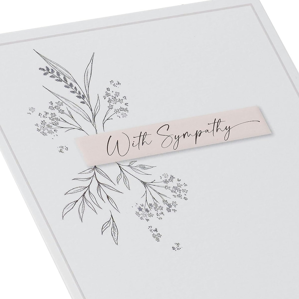 image 1 of Floral Outline Design Sympathy Card