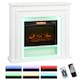 image 2 of HOMCOM Electric Fireplace with RGB LED Lights, Realistic Flame Effect & 3 Brightness Levels, 1800W Inset Electric Fire and Mantel Reach up to 30 m² Space with Remote & Timer for Living Room, White