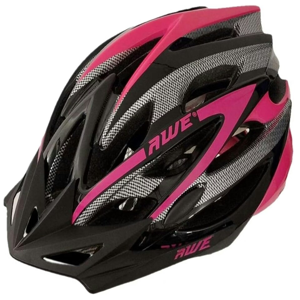image 1 of AWE AweAeroLite In Mould Adult Bike Helmet Black/Pink Medium 55-58cm Crash Guarantee* | Black | Pink