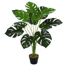 Outsunny Decorative Artificial Monstera Plants in Pot Fake Plants for Home Indoor Outdoor Decor, 85cm