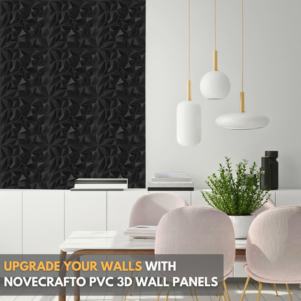 image 1 of NOVECRAFTO Decorative 3D Wall Panels (50cm x 50cm) Diamond Prestige Design PVC Cladding Panel