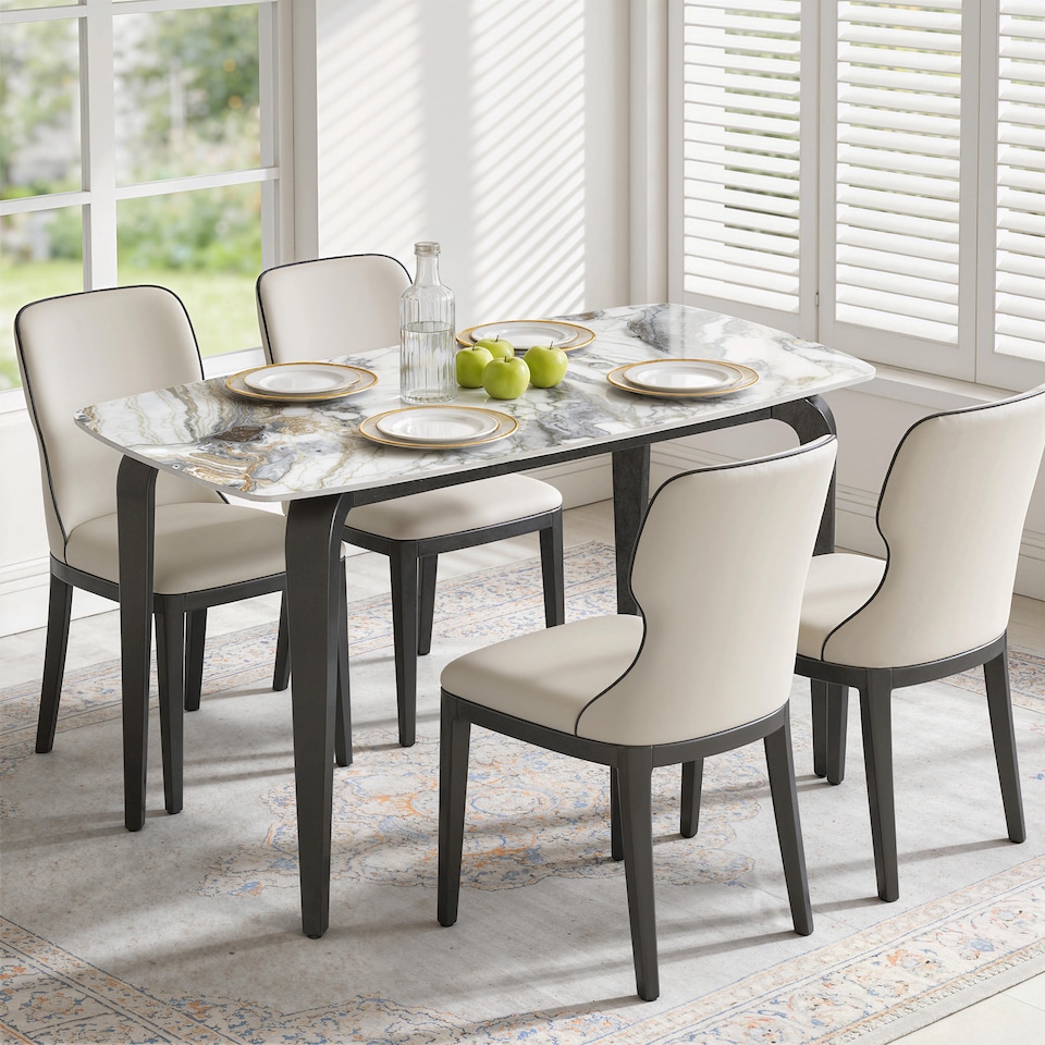 image 1 of HOMCOM Dining Table for 4, Kitchen Table with Sintered Stone Tabletop