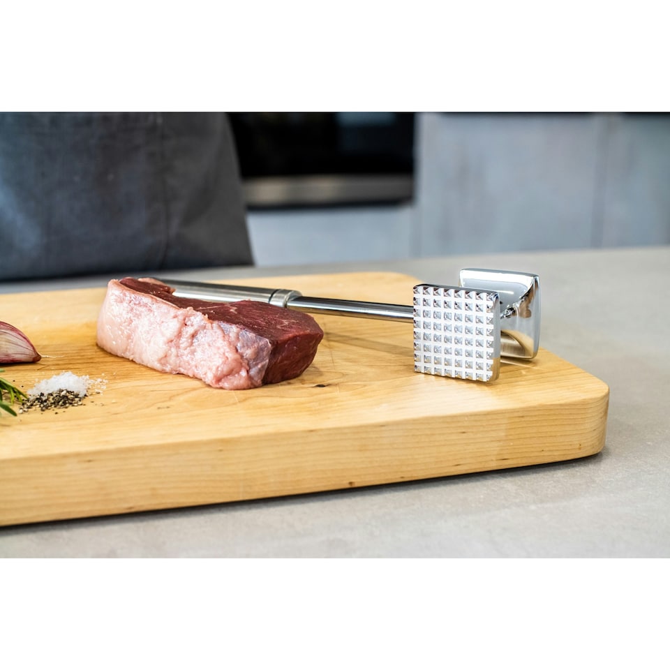 image 1 of KitchenCraft Meat Tenderiser Hammer Silver Aluminium