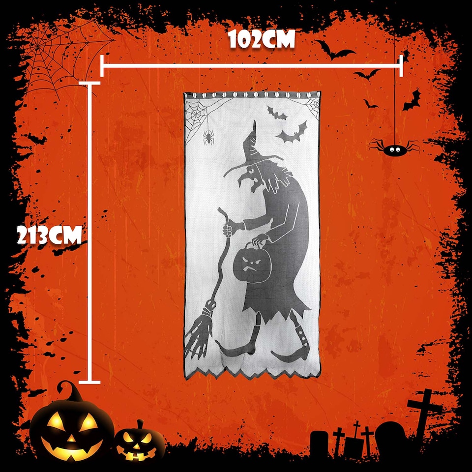 image 1 of vfm-estore Halloween Wicked Witch Door Curtain - Grey