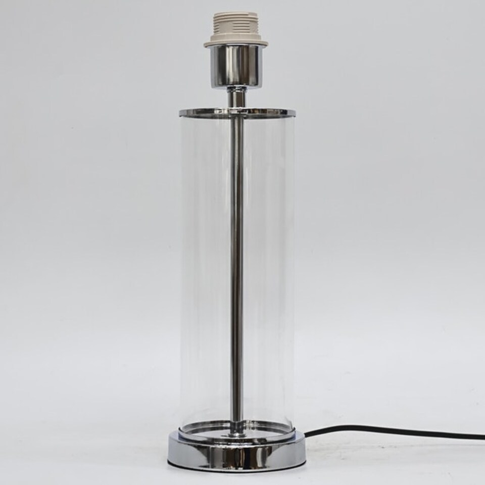 image 1 of Set of 2 Aura - Chrome Table Lamps with Bird Print Linen Shades Chrome | Multi