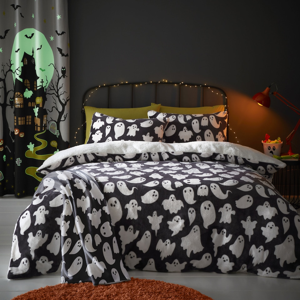 image 1 of Bedlam Spooky Ghosts Duvet Cover Set Grey
