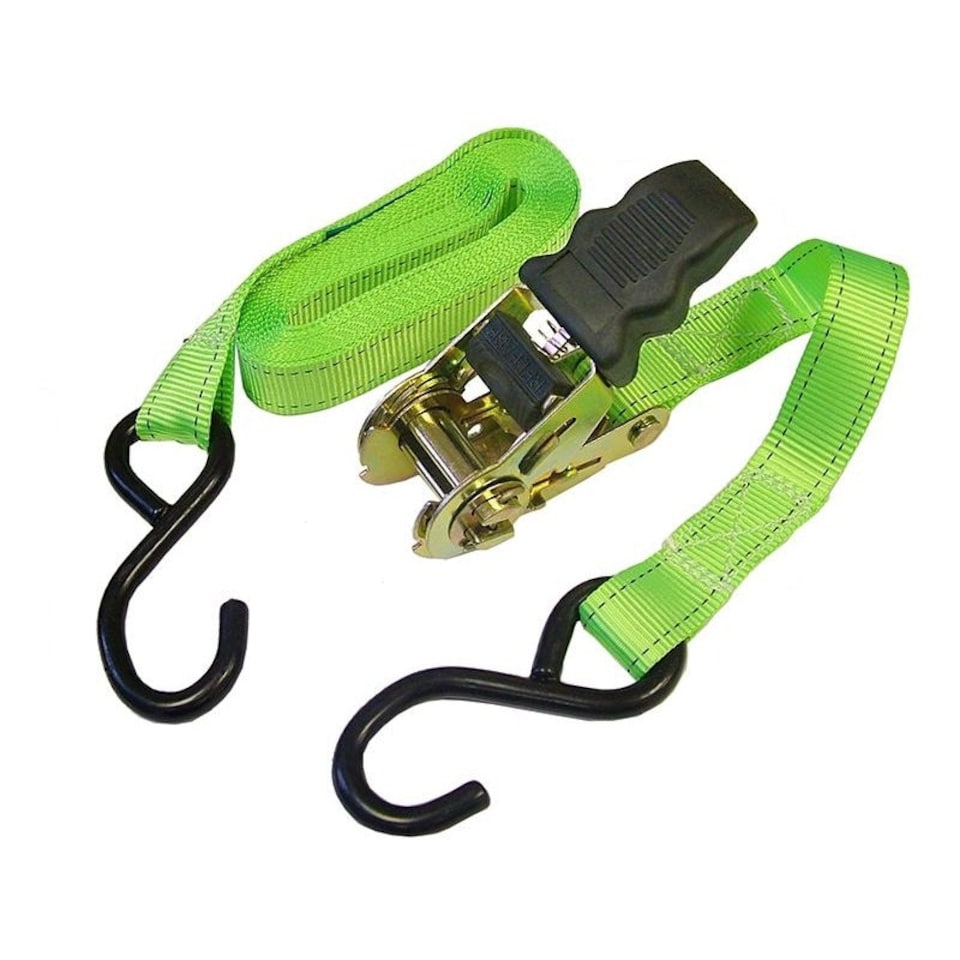 Faithfull Ratchet Tie-downs S-hook 5m X 25mm Breaking Strain 600kg/dan 2 Piece - Multi Colour - One Size | Multi | One Size