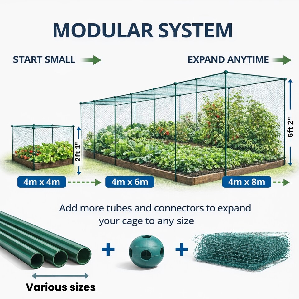 image 1 of GardenSkill Fruit & Vegetable Cage Kit with Insect Mesh 1.25m x 0.625m H - Quick Build Garden Crop Protection Frame for Brassicas, Raised Beds