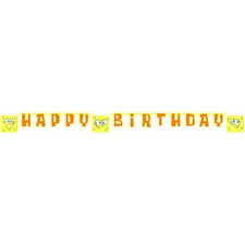 SpongeBob SquarePants Letter Happy Birthday Banner - Yellow/Orange - One Size