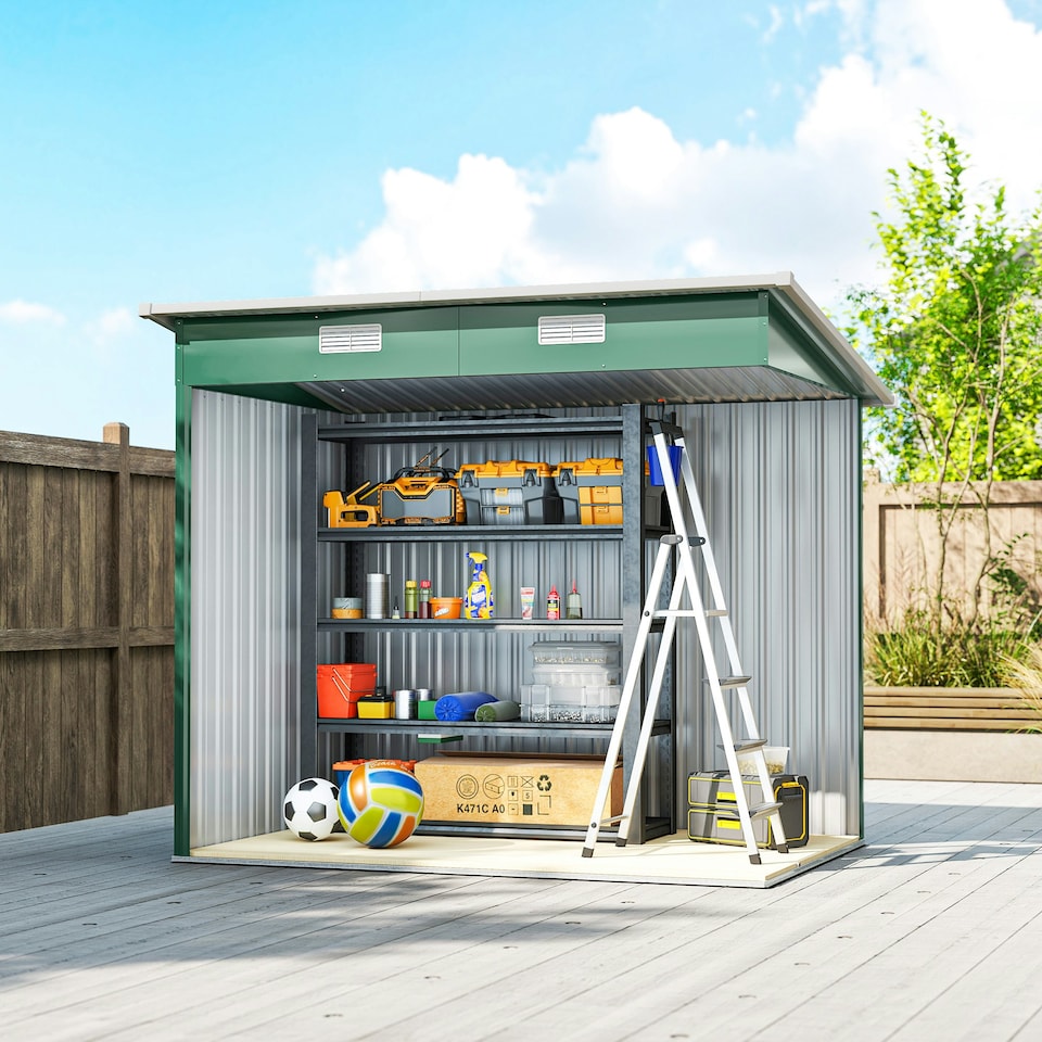 image 1 of Outsunny 7 x 4ft Outdoor Garden Storage Shed for Backyard Patio Green