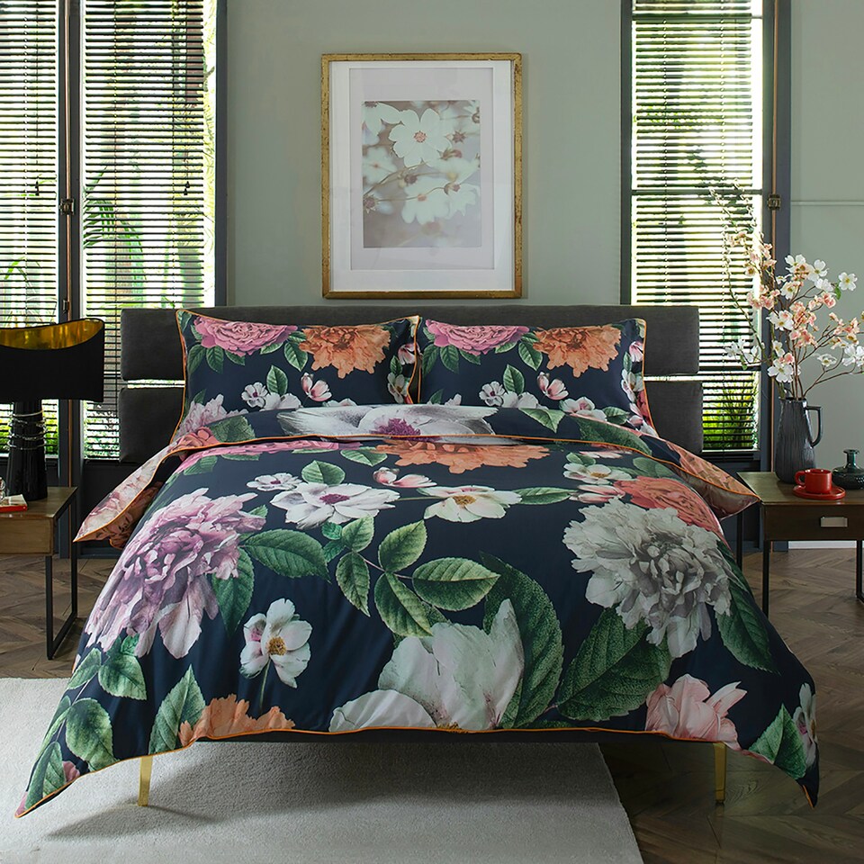 image 1 of Chelsea Show 180 Thread Count Cotton Digital Printed Duvet Cover Set Multi | White | Single