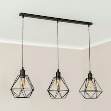ValueLights Diablo Geometric Shade 3 Drop Diner Bar Matte Black Ceiling Pendant Light Black