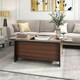 image 5 of COSTWAY Coffee Table w/Sliding Top Extendable Cocktail TeaTable Brown