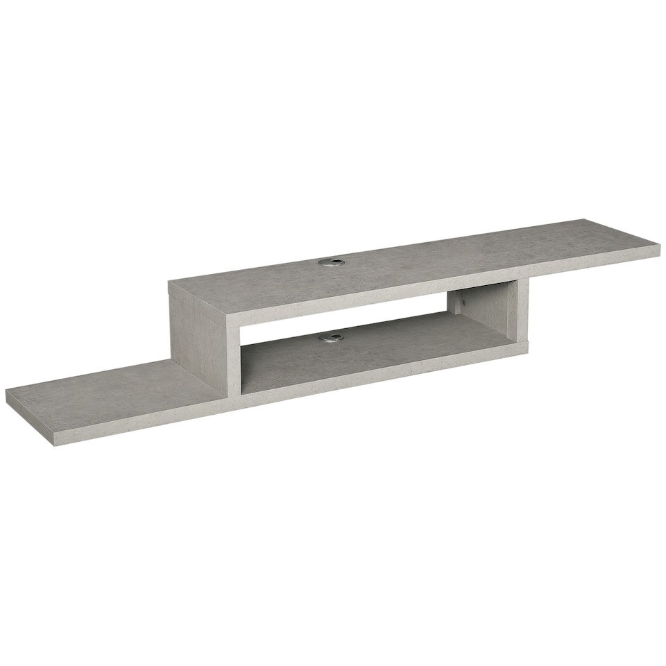 image 1 of HOMCOM Wall Mounted Media Console, Floating TV Stand Component Shelf, Grey