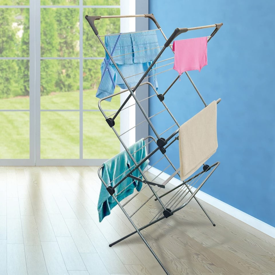 image 1 of Vileda Sprint 3 Tier Clothes Airer Indoor Drying Rack Washing Line 15m