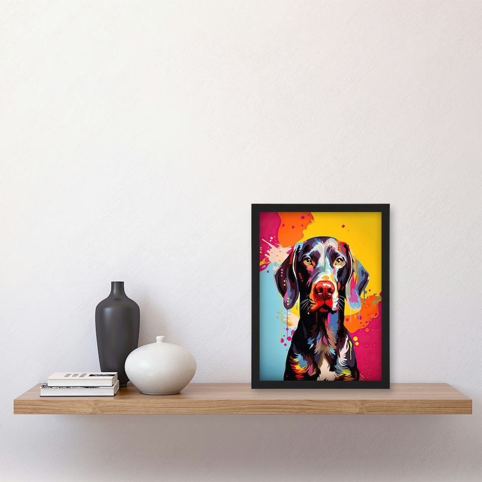 image 1 of Dog Shorthaired German Pointer Pet Portrait Black Framed Wall Art Print A4