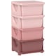 image 1 of HOMCOM 4 Drawers Plastic Storage Units, 4 Tier Kids Storage Units, Children Toy Chest for Nursery, Playroom, Bedroom, Pink | Pink