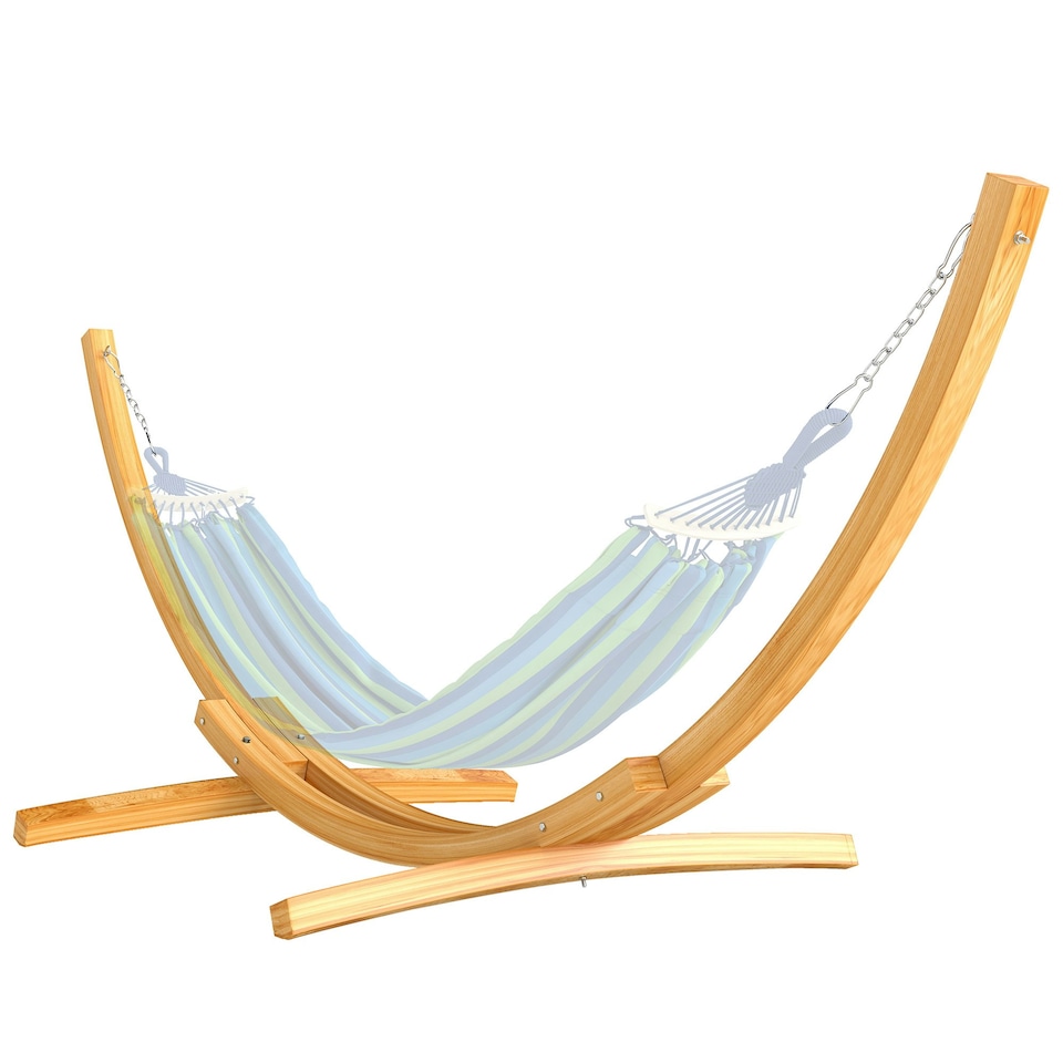 image 1 of Outsunny 3(m) Wooden Hammock Stand for Garden, Patio, Natural