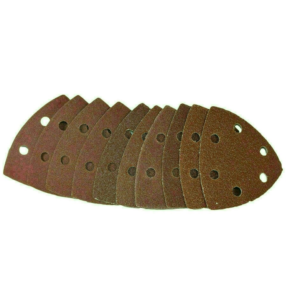 image 1 of Hook And Loop Sanding Abrasive Discs Pads 90mm Triangular 10pk Mixed Grit