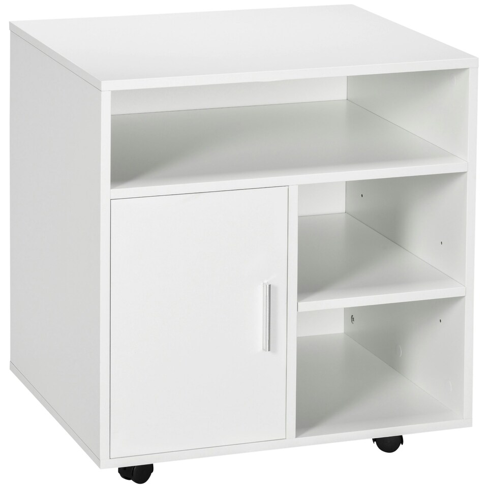 image 1 of HOMCOM Multi-Storage Printer Unit Office Organisation w/ 5 Compartments White