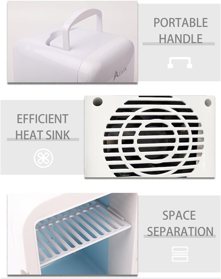 image 1 of Alivio 4L Portable Mini Fridge, Compact Electric Cooler & Warmer for Home, Office & Travel | White | white | 1