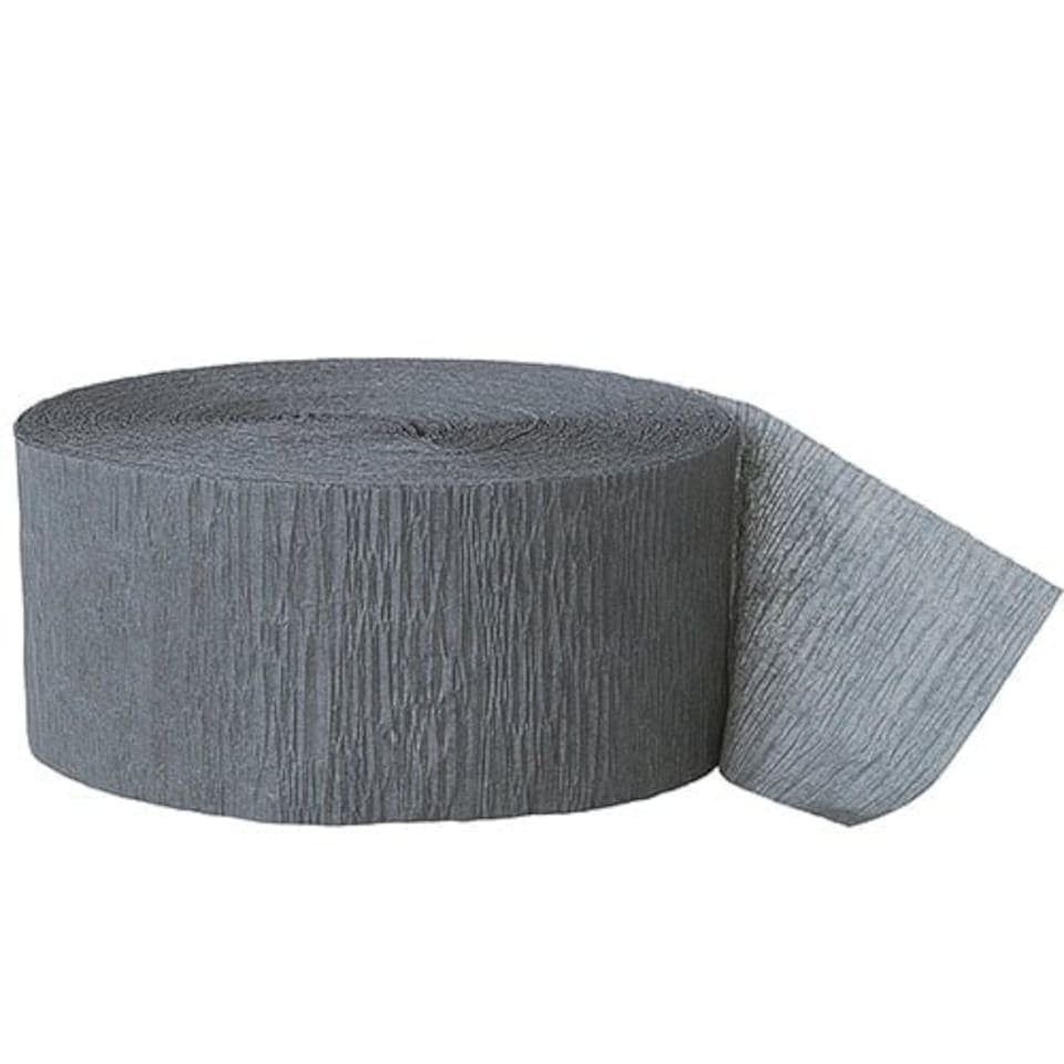 Silver Grey Crepe Streamer - 81 Ft / 24.6m