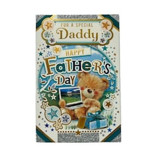 For A Special Daddy Teddy With Laptop Design Father's Day Card