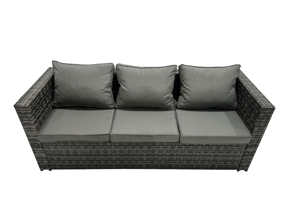 image 1 of Fimous Rattan Garden Furniture Patio Furniture Sets with Corner Sofa Square Coffee Table 3 Footstools Dark Grey Mixed