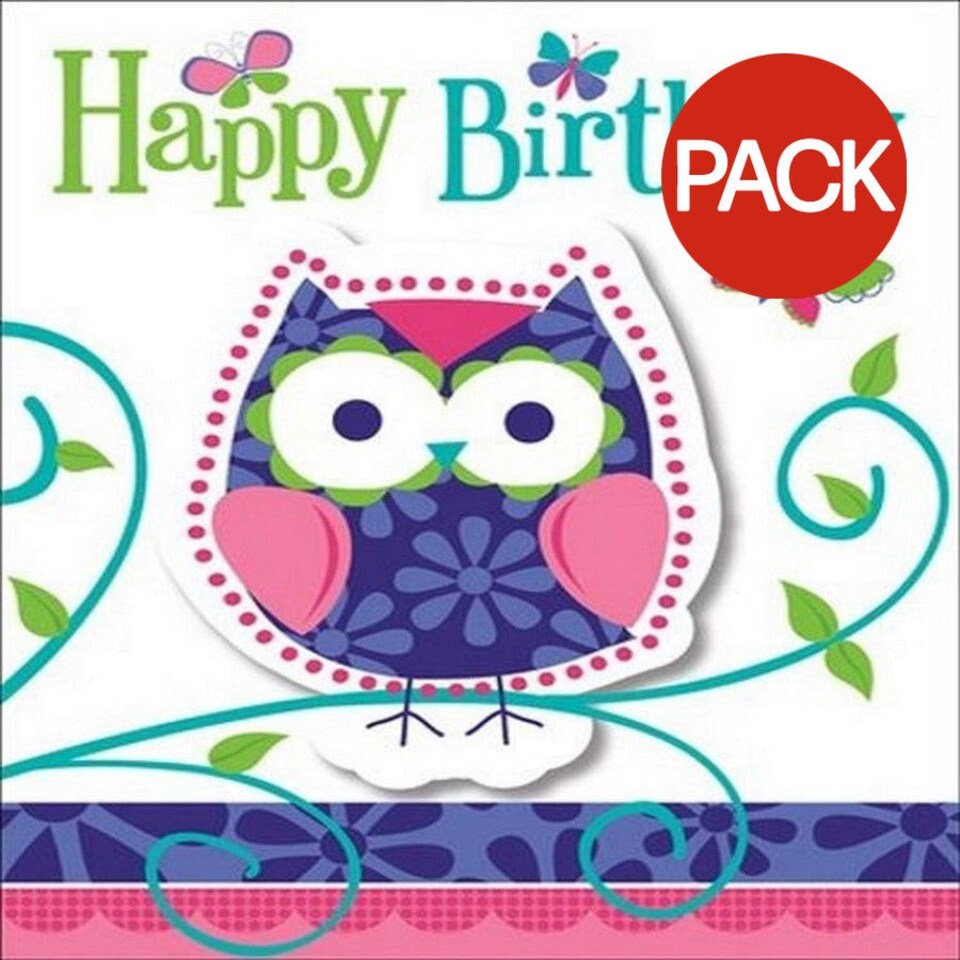 Creative Party Owl Happy Birthday Invitations (Pack of 8) - Multicoloured - One Size Multi | One Size
