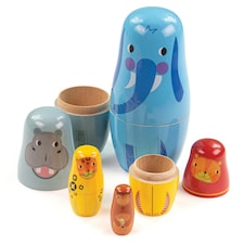 Tidlo Wooden Jungle Animal Russian Dolls, Features 5 Jungle Animals