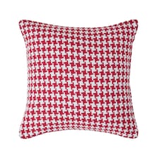 Homescapes Houndstooth Cotton Cushion Cover Red - 60 x 60 cm | Red | Red | 60 x 60 cm