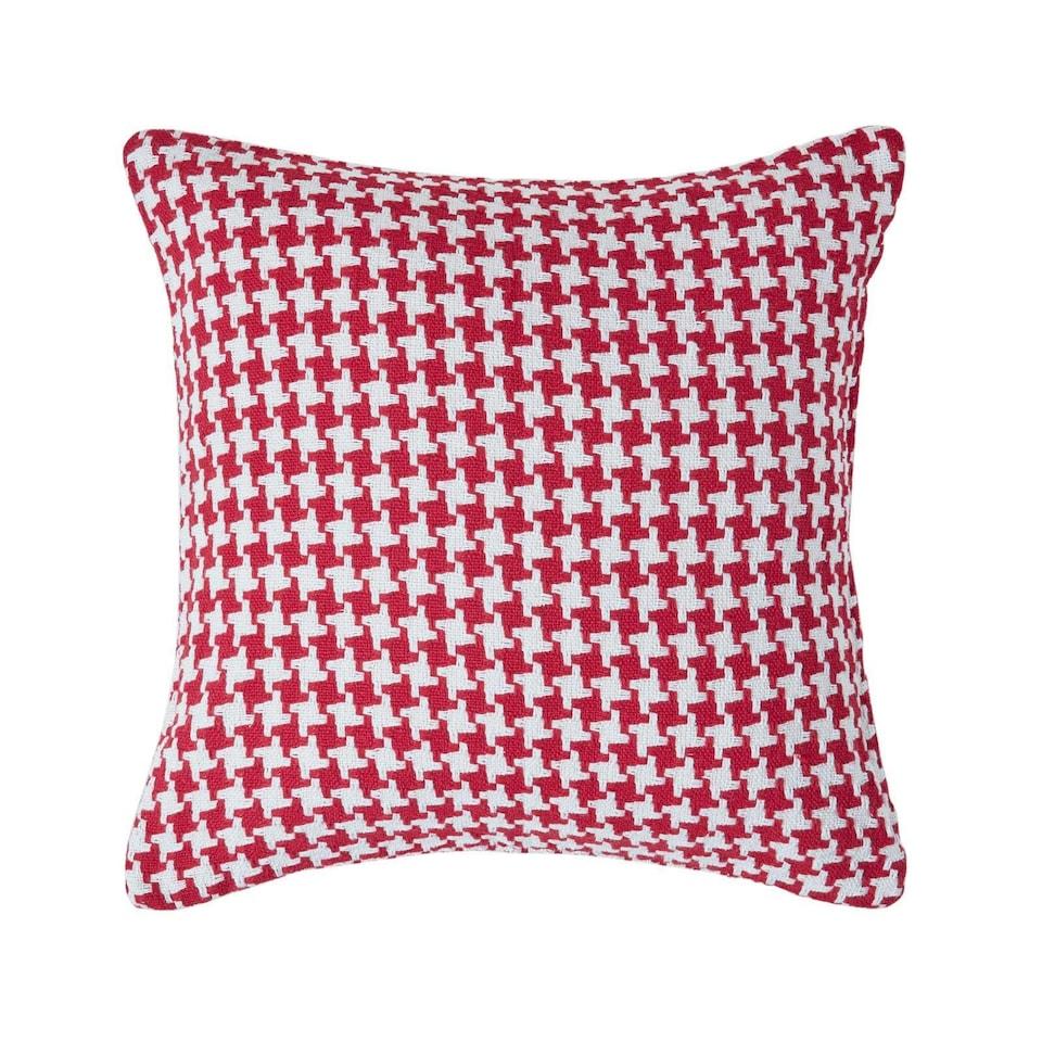 image 1 of Homescapes Houndstooth Cotton Cushion Cover Red - 60 x 60 cm | Red | Red | 60 x 60 cm