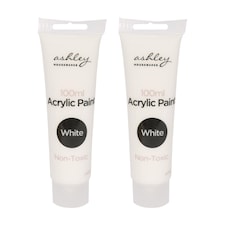 Ashley Acrylic Paints - 100ml - White - Pack of 2
