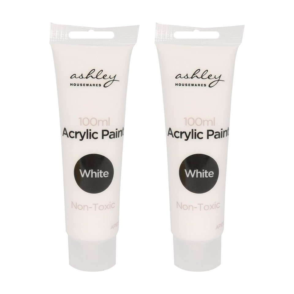 image 1 of Ashley Acrylic Paints - 100ml - White - Pack of 2