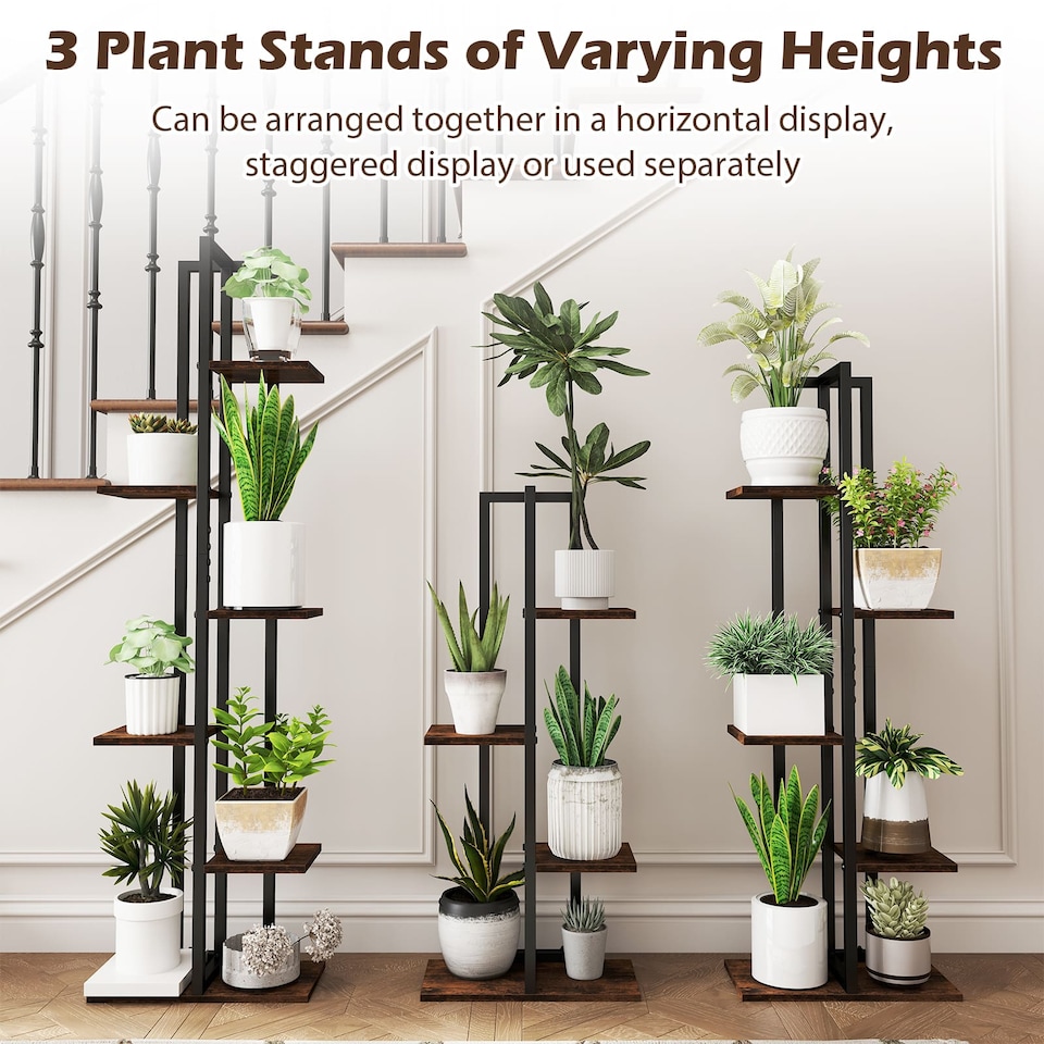 image 1 of COSTWAY 4+5+6-Tier Flower Stands Plant Shelves Holders | Brown