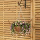 image 2 of Large Outdoor Artificial Hanging Flower Basket with Petunias and Removable Chain Brown