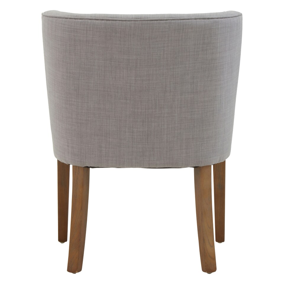 image 1 of Interiors by Premier Grey Fabric Dining Table, Button Tufted Design Accent Dining Table, Back Living Room Chair with Wooden Legs Grey