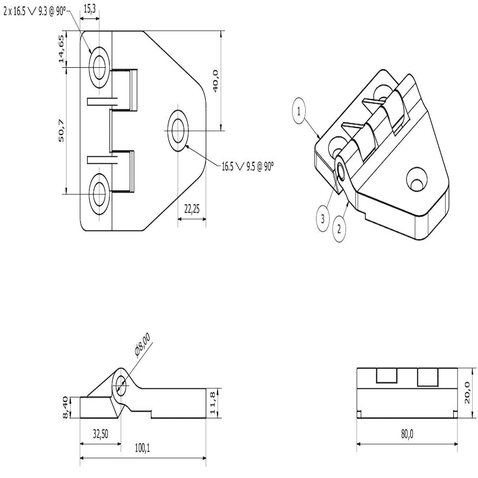 image 1 of 4 Pack Large Black Polyamide Leaf Hinge Reinforced Plastic 80x100mm Italian | Black