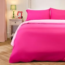 OHS Reversible Microfibre Duvet Cover and Pillowcase Bedding Set Pink | Light Pink | King