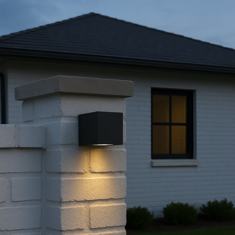 image 1 of CGC Lighting Eileen Black Outdoor Rectangle Wall Spotlight GU10 | Black | Black