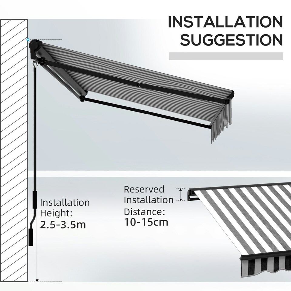 image 1 of Outsunny 3 x 2m Electric Retractable Awning, Aluminium Frame, Grey & White